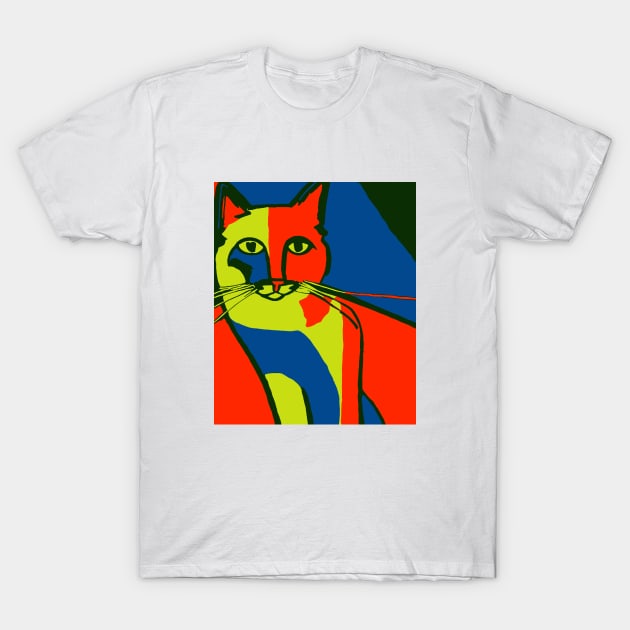 Colorful Minimalist Abstract Cat T-Shirt by JoeStylistics